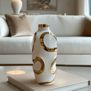 Marigold Gold & White Squiggle Decorative Vase