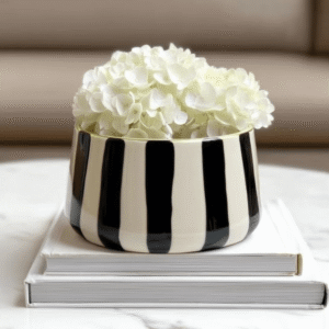 Mariza Black & White Striped Planter