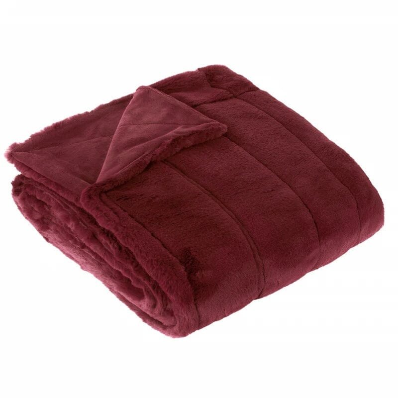 Marlowe Burgundy Faux Fur Throw