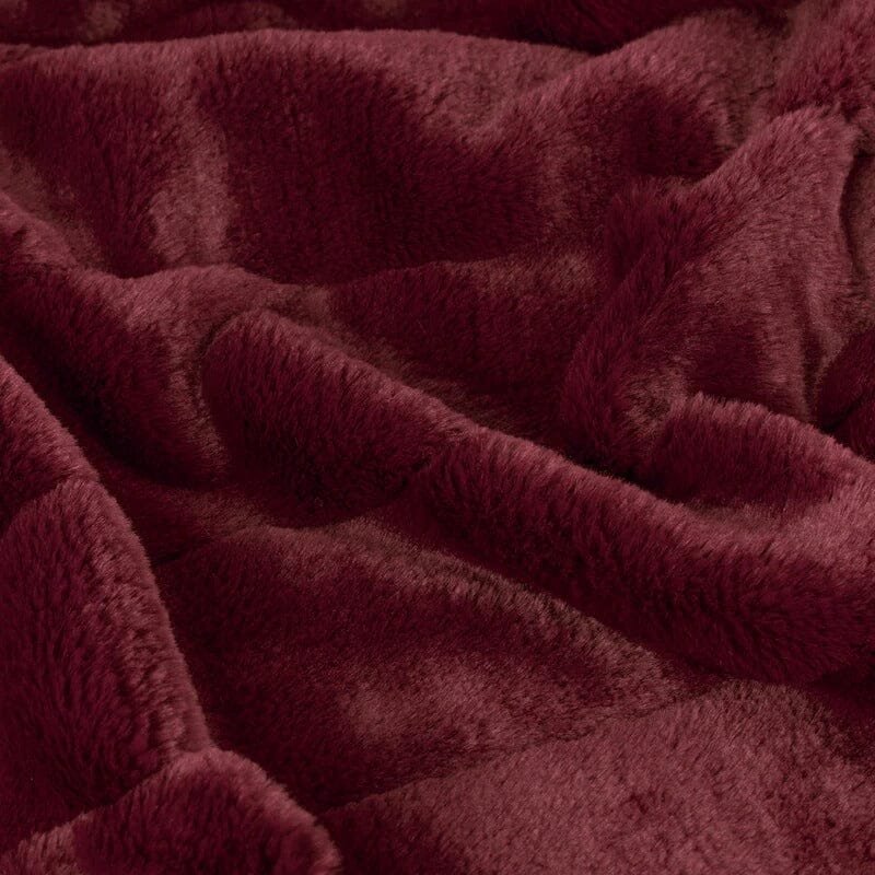 Marlowe Burgundy Faux Fur Throw