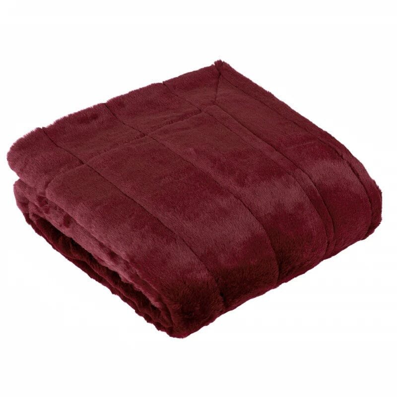 Marlowe Burgundy Faux Fur Throw