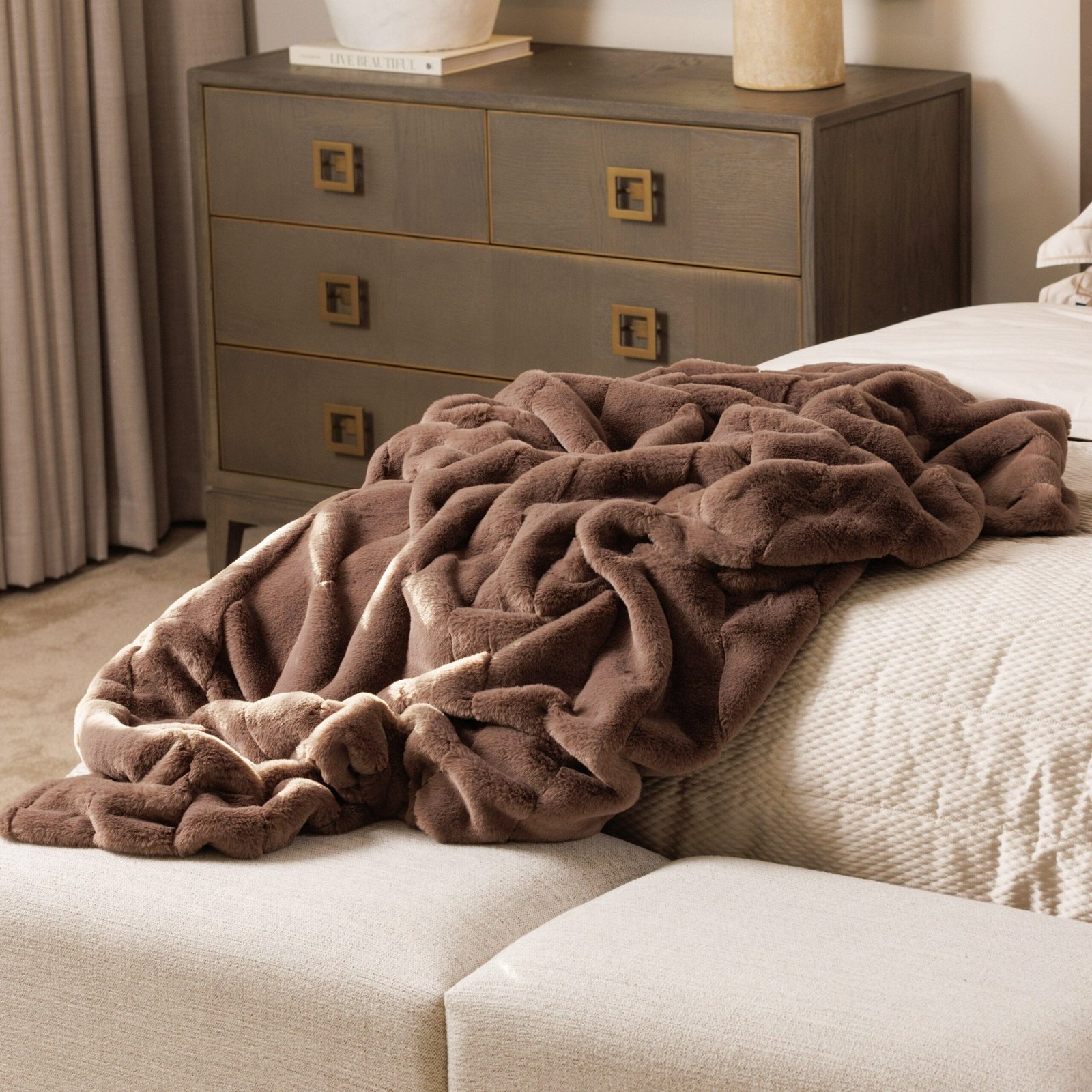 Marlowe Chestnut Faux Fur Throw