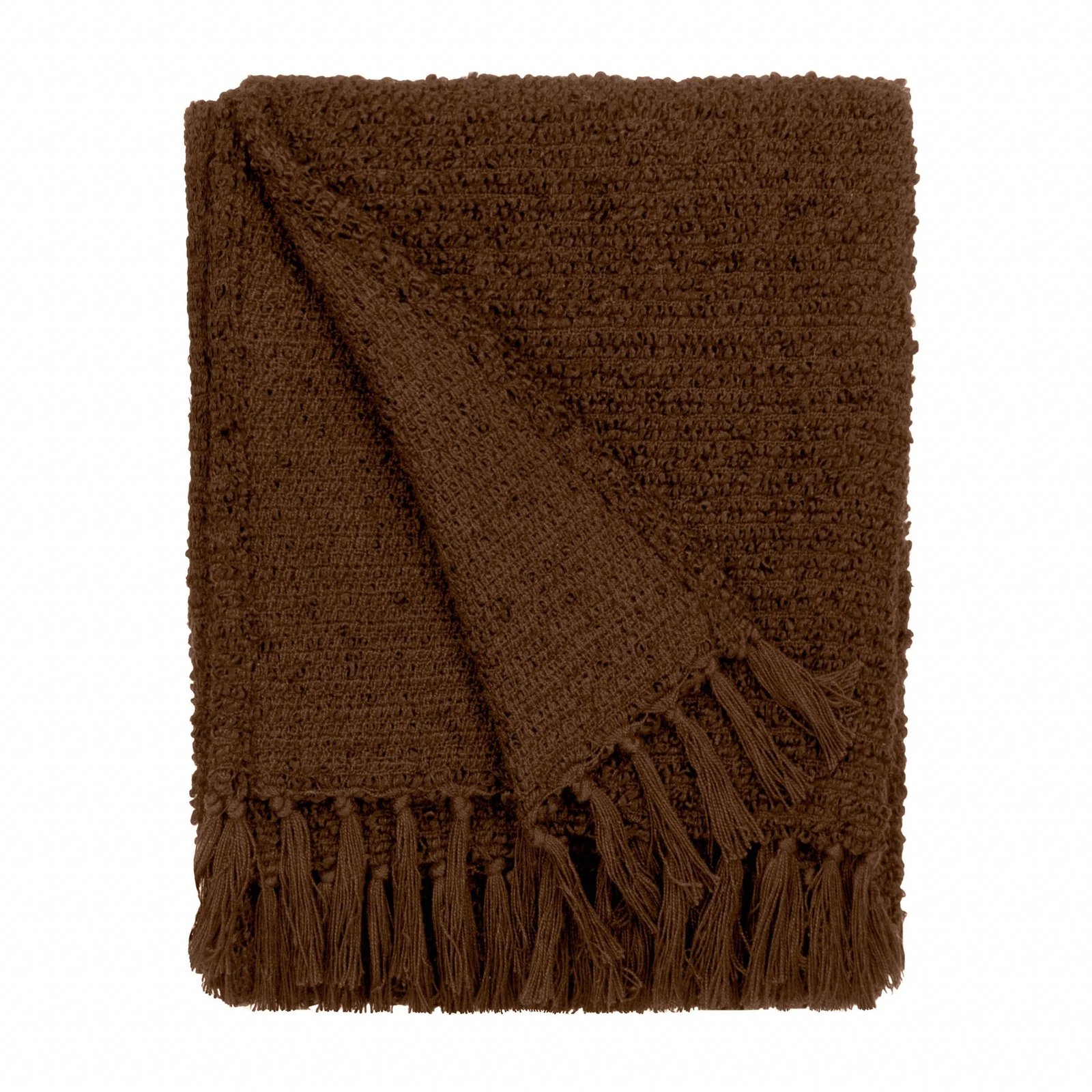 Marni Brown Boucle Textured Tasselled Throw