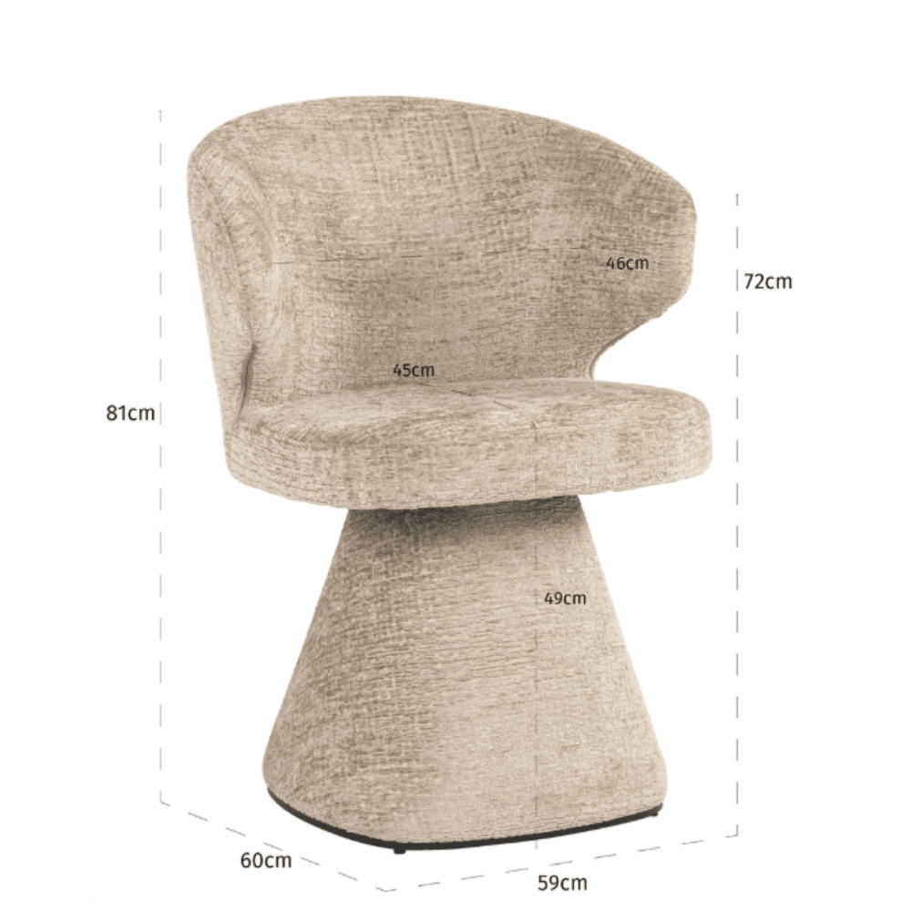 Marnie Sand Chenille Curved Dining Chair