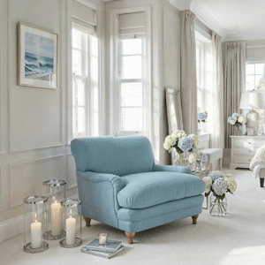 Marshmallow Light Blue Velvet Squashy Chair