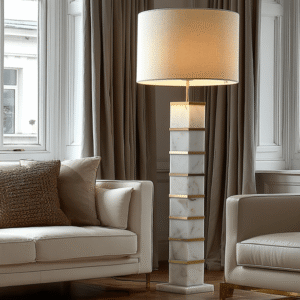 Maryam Premium Marble Floor Lamp with Gold Detail