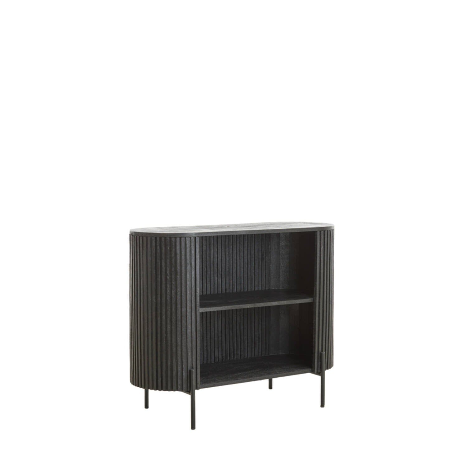 Massia Black Ribbed Open Sideboard