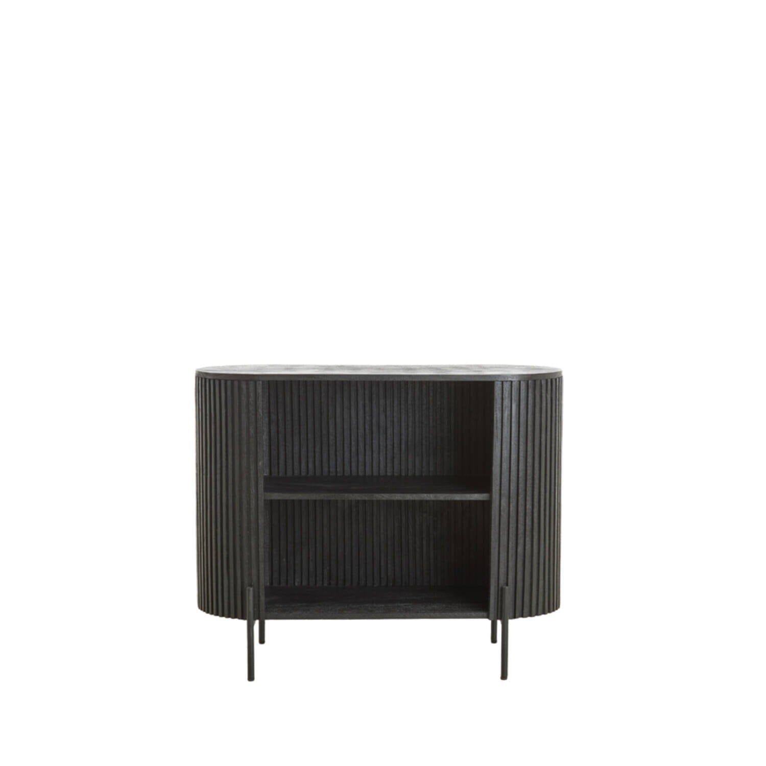 Massia Black Ribbed Open Sideboard