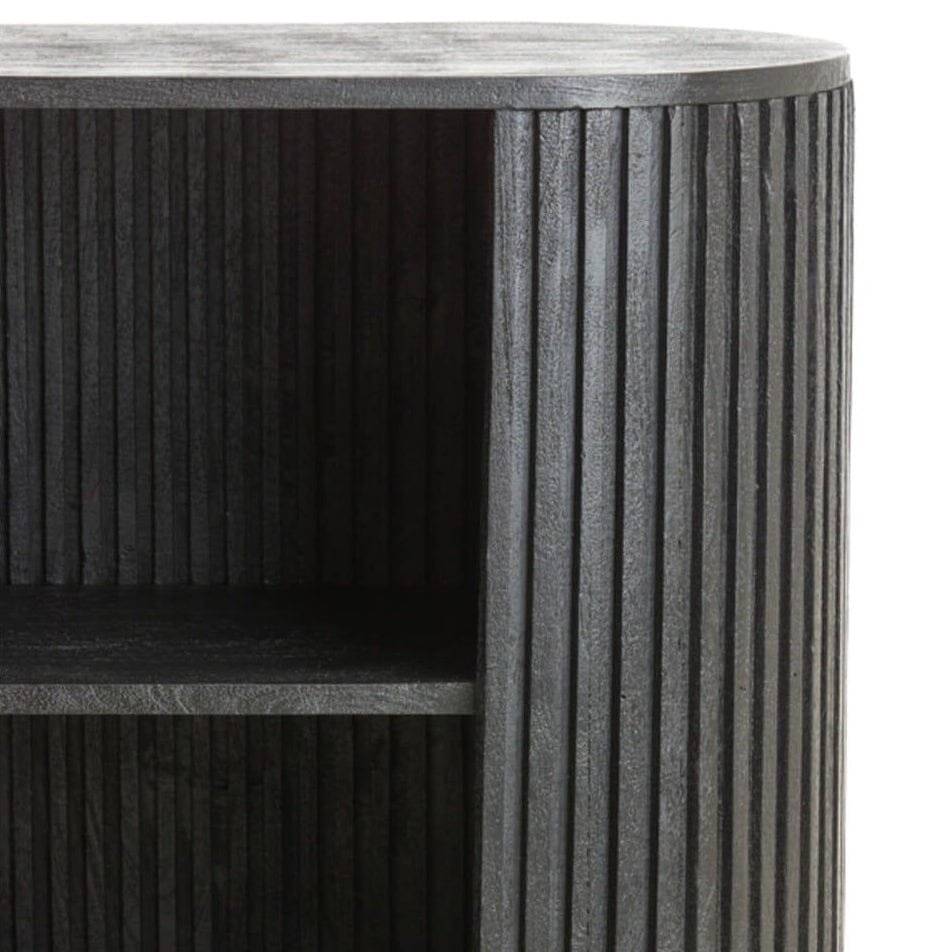 Massia Black Ribbed Open Sideboard