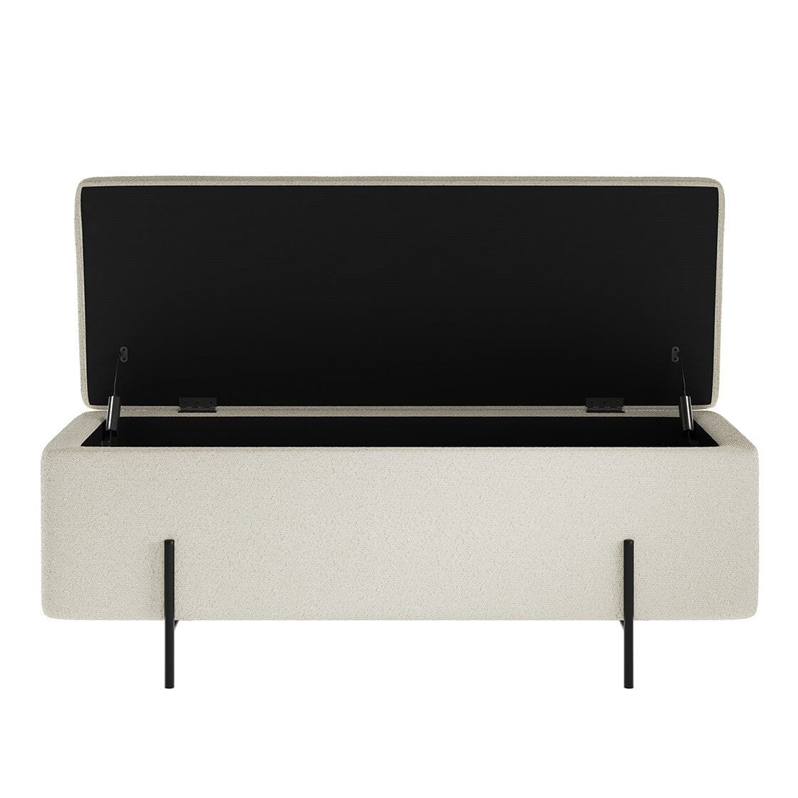 Maya Cream Boucle Ottoman Box with Black Feet