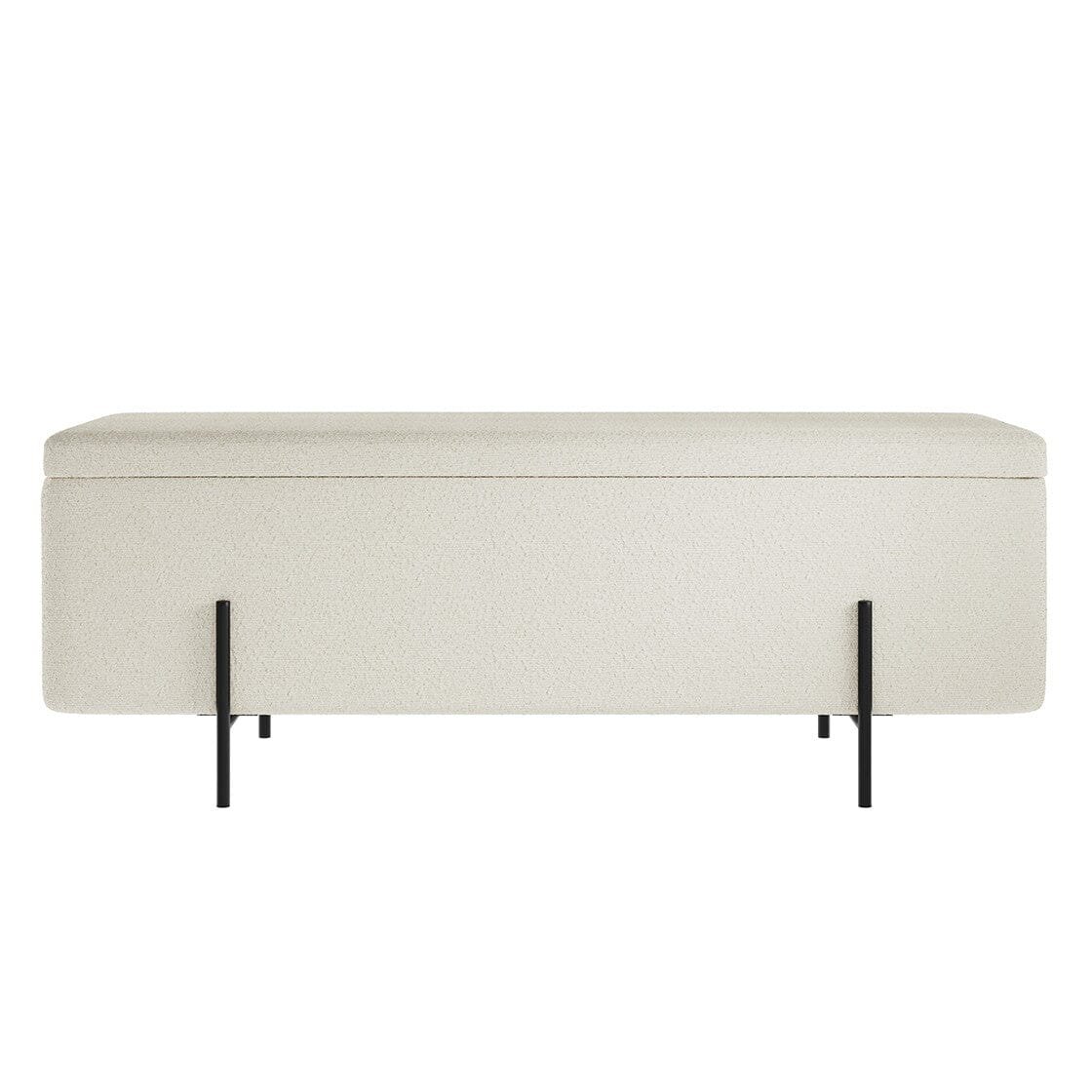 Maya Cream Boucle Ottoman Box with Black Feet