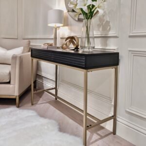In Stock - Mayfield Black & Gold Premium Rippled Console Table