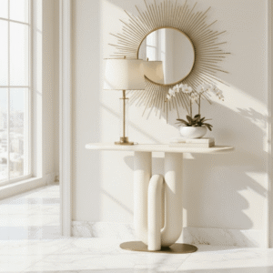 Mayia Cream & Gold Sculptural Console Table