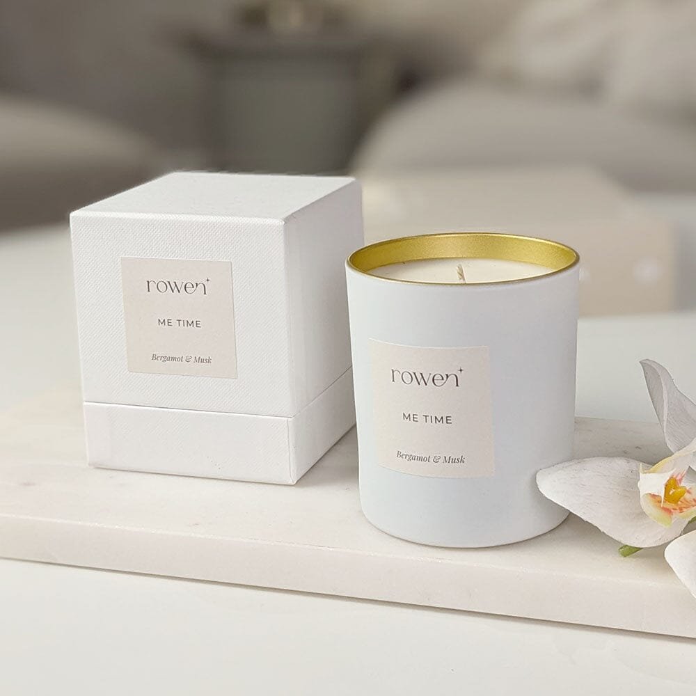 Me Time White & Gold Scented Candle - Bergamot & Musk