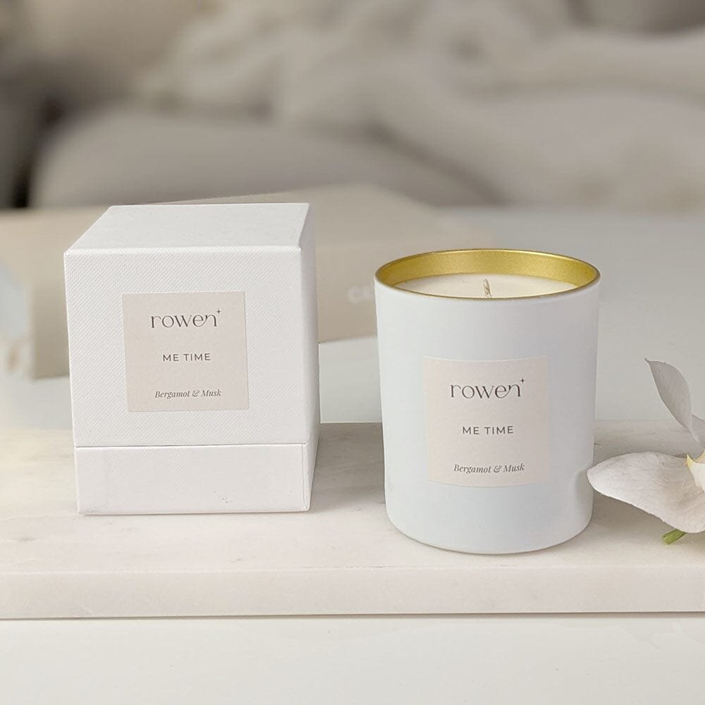 Me Time White & Gold Scented Candle - Bergamot & Musk