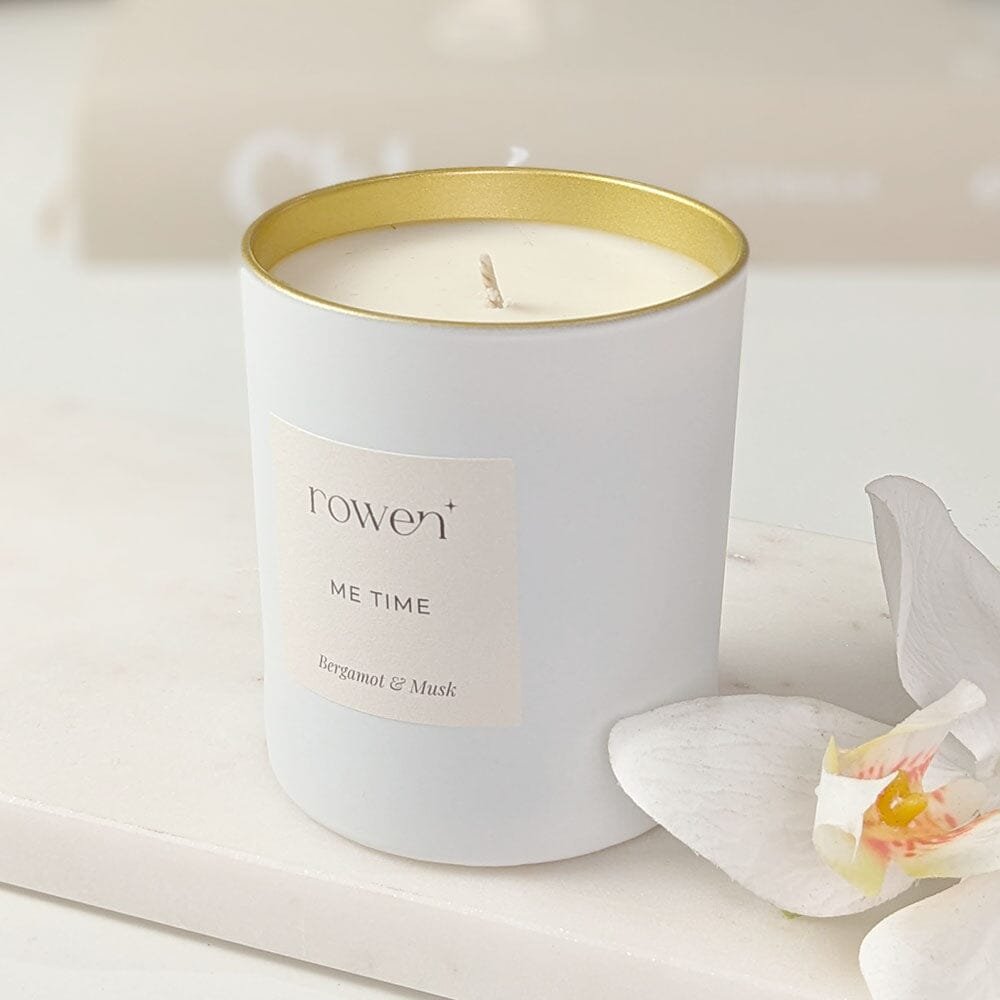 Me Time White & Gold Scented Candle - Bergamot & Musk