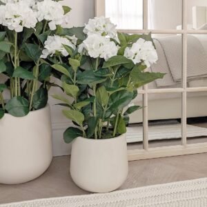 Medium White Faux Hydrangea Potted Plant