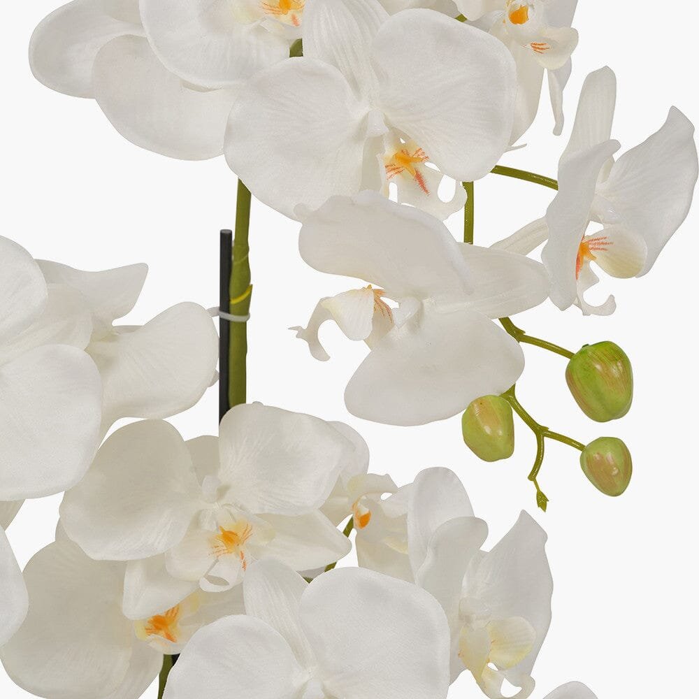Medium White Faux Potted Orchid Decorative Floral