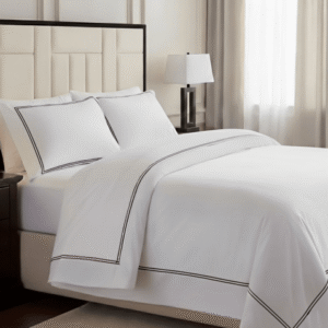 Meghan Black Embroidered Double Stitch Detail Duvet Set