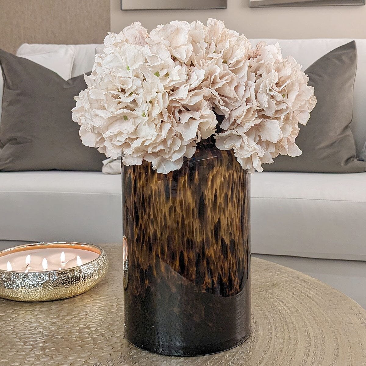 Melanie Amber Speckled Glass Decorative Vase