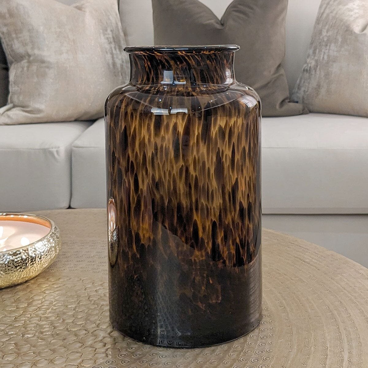 Melanie Amber Speckled Glass Decorative Vase