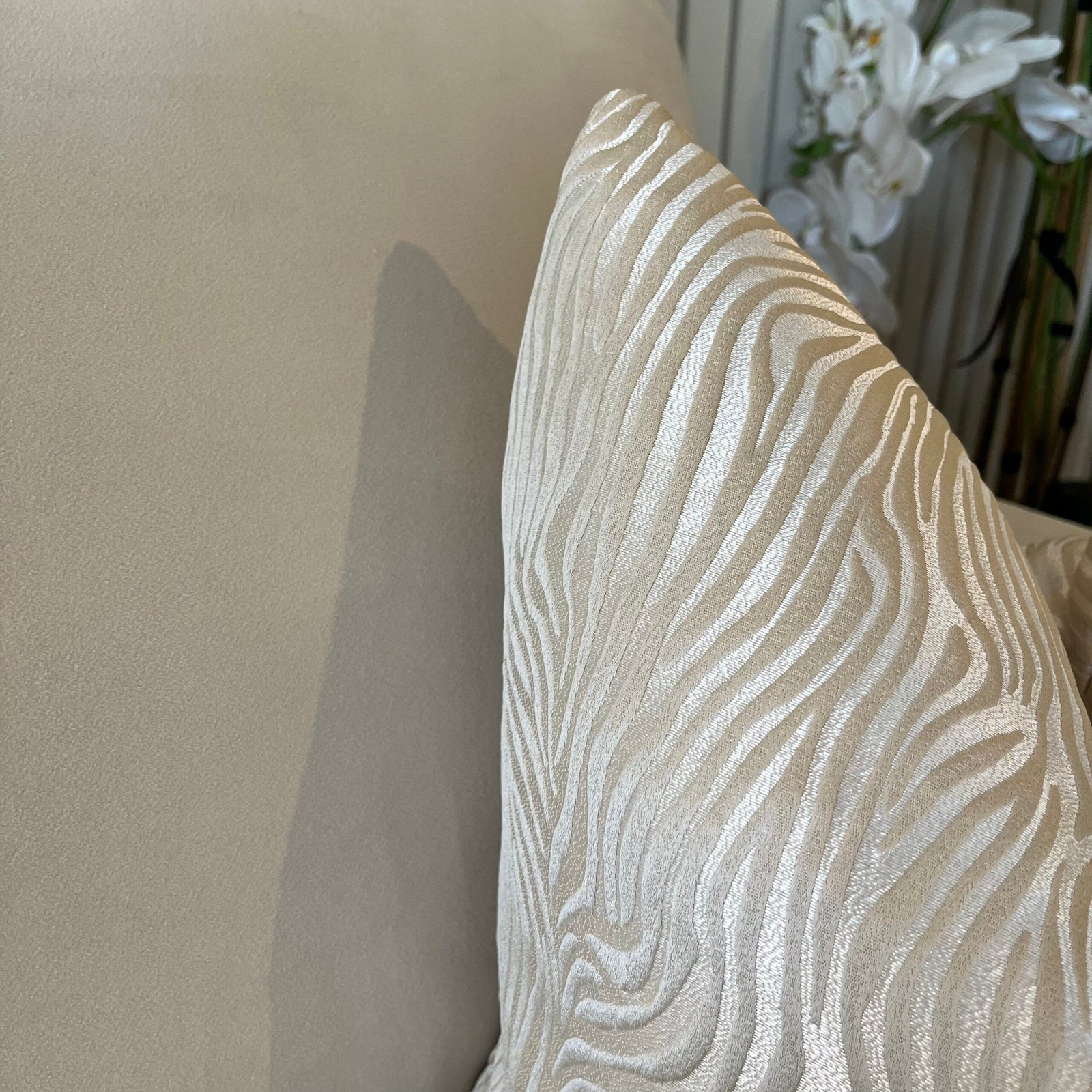 Melbourne Cream & Beige Metallic Tiger Print Cushion - 50x50cm