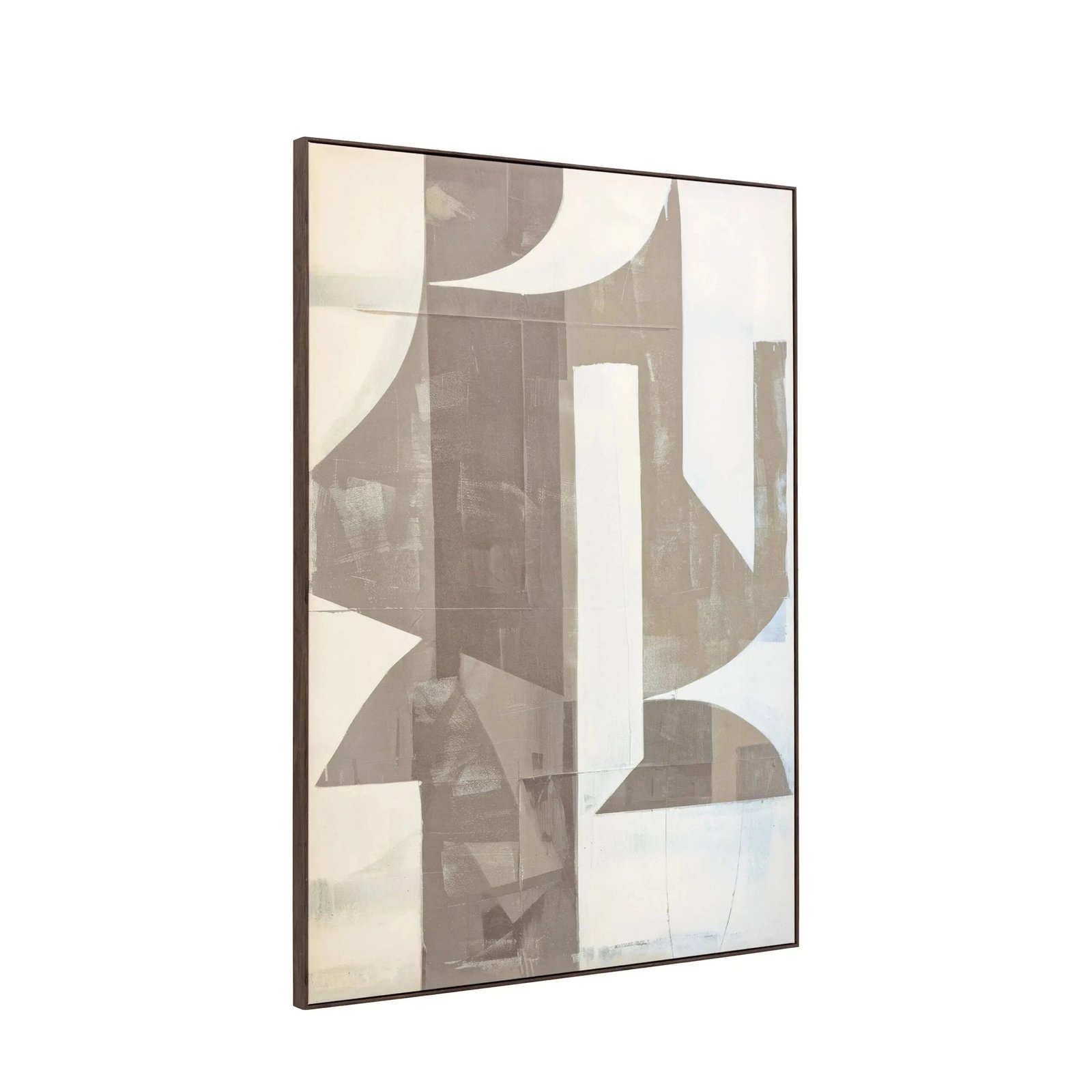 Meridian Taupe Abstract Framed Canvas Wall Art