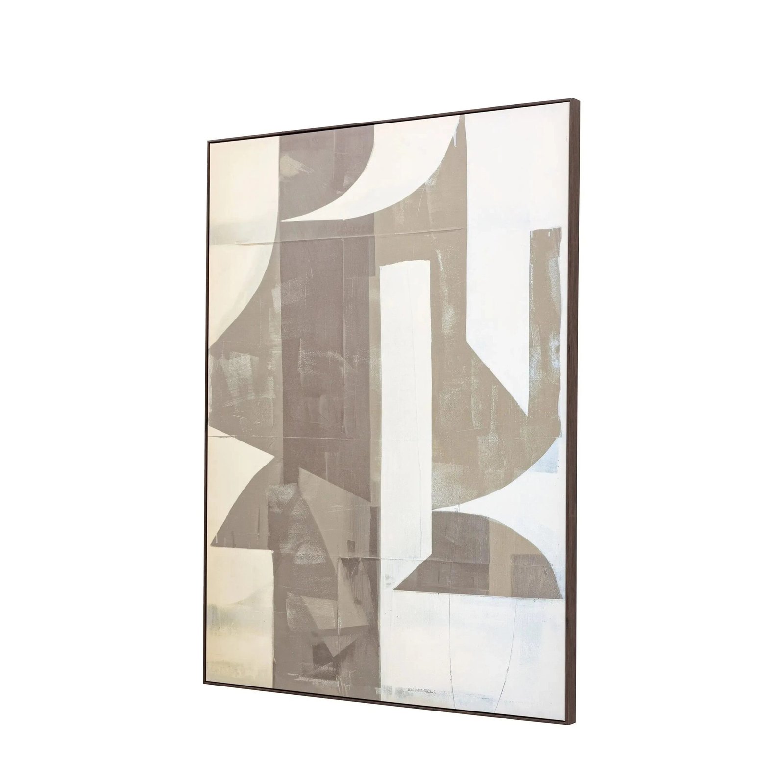 Meridian Taupe Abstract Framed Canvas Wall Art