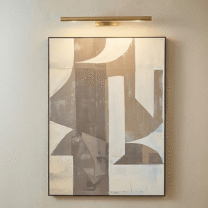 Meridian Taupe Abstract Framed Canvas Wall Art