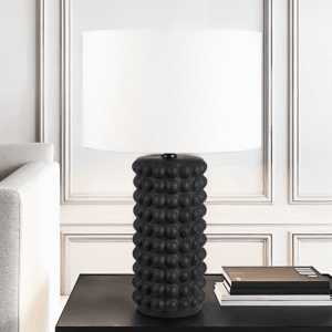 Mia Black Bobbled Ceramic Table Lamp with White Shade