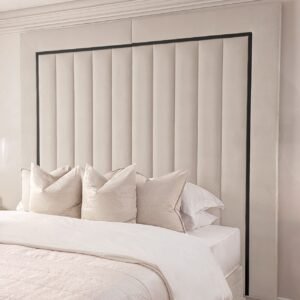 Milan Cream & Black Channelled Luxury Headboard