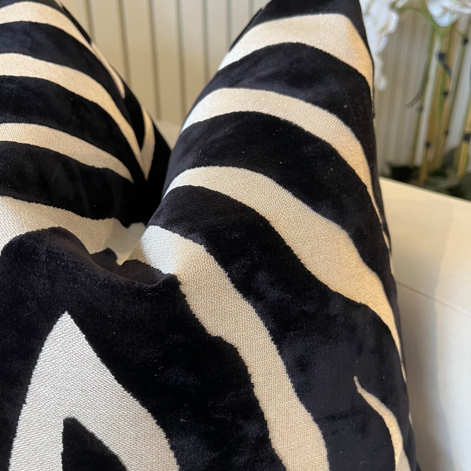 Mimi Black & Cream Zebra Print Cushion - 43x43cm