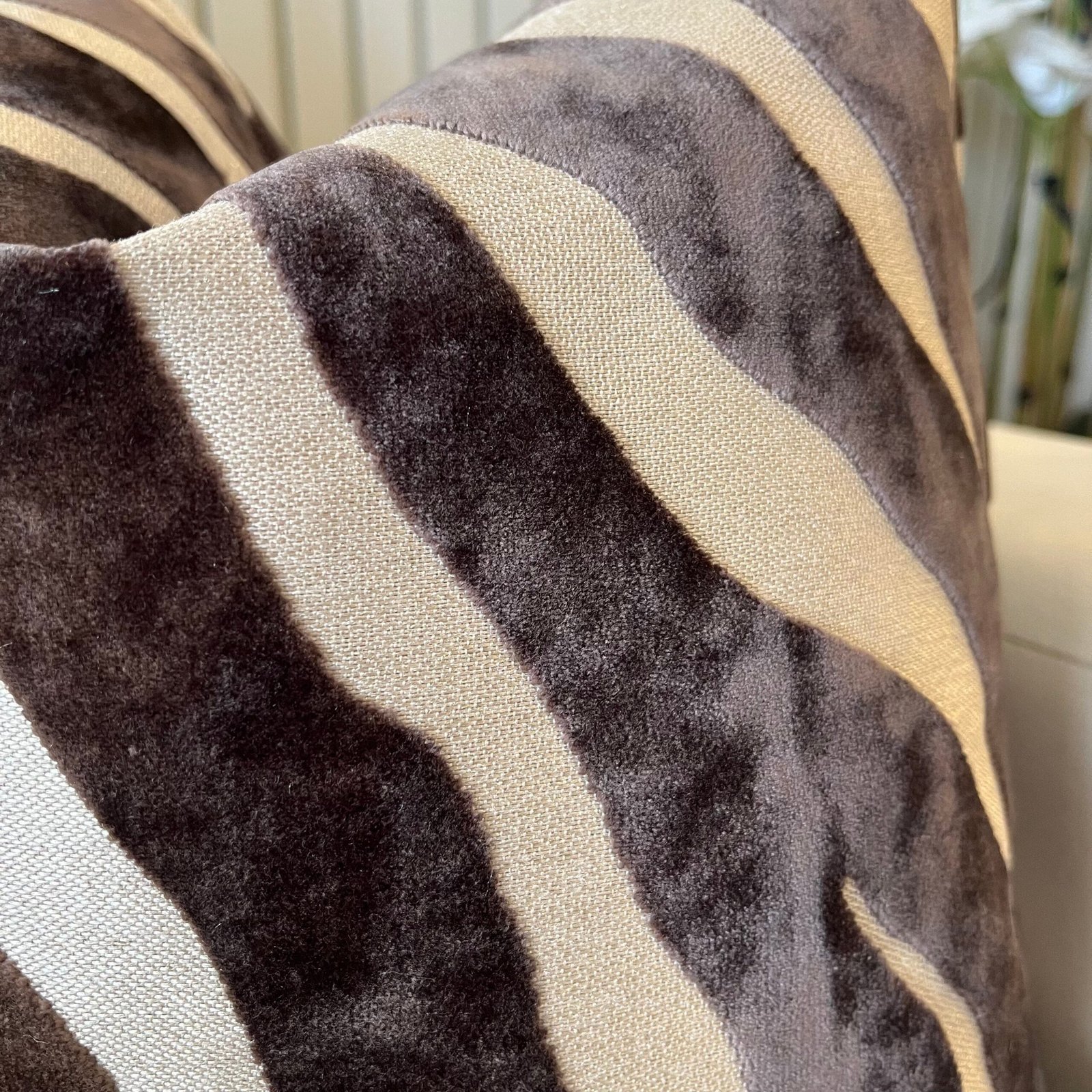 Mimi Brown & Cream Zebra Print Cushion - 43x43cm