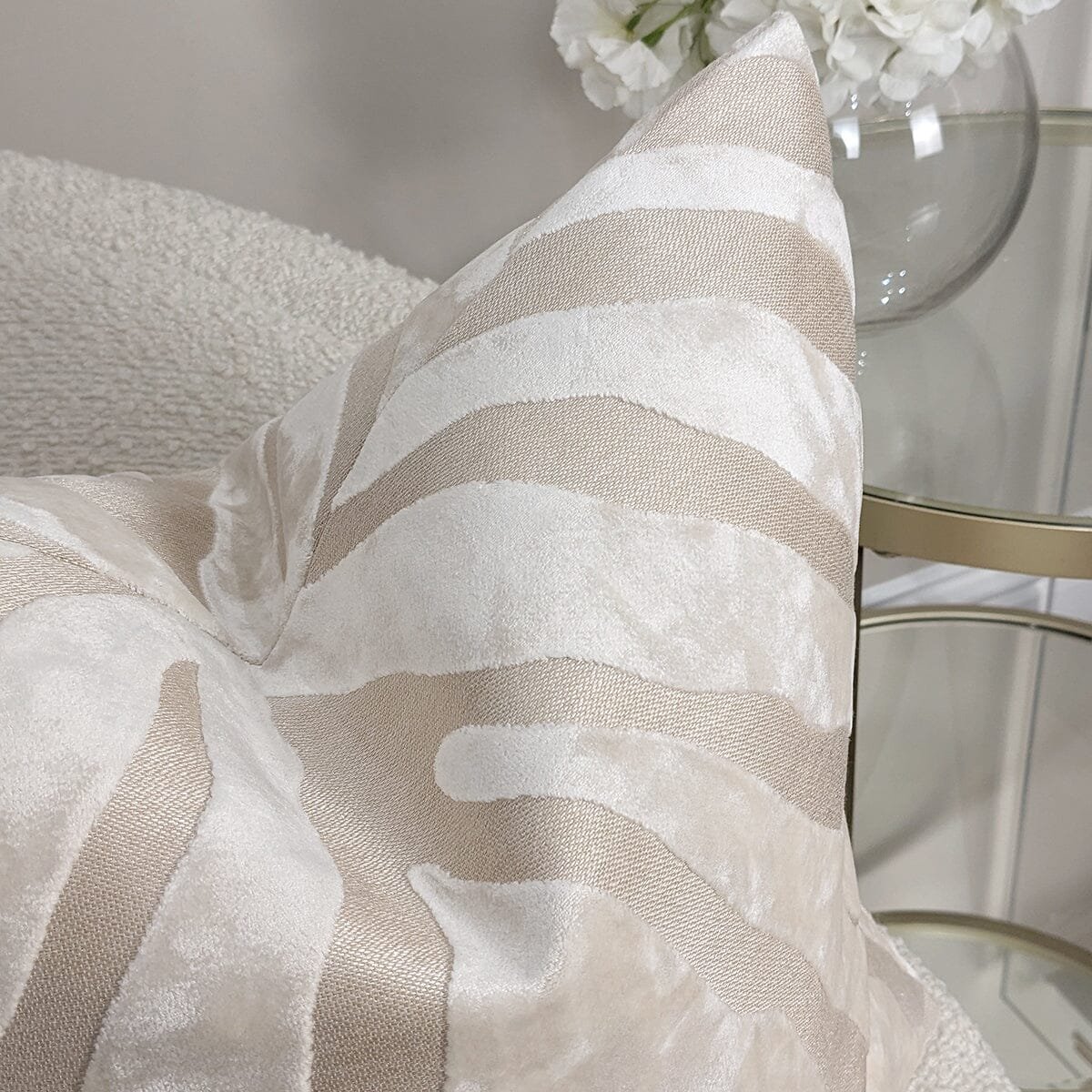 Mimi Ivory Zebra Print Cushion - 43x43cm