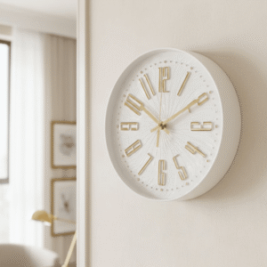 Mincio Cream & Gold Clock