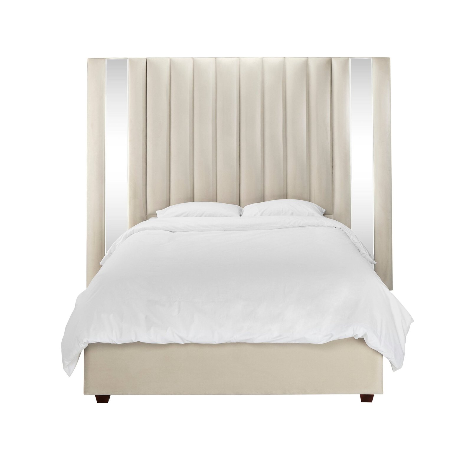 Mira Vanilla Velvet Premium Mirrored Bed