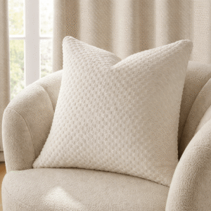 Mitho Ivory Velvet Scallop Pattern Cushion- 50x50cm