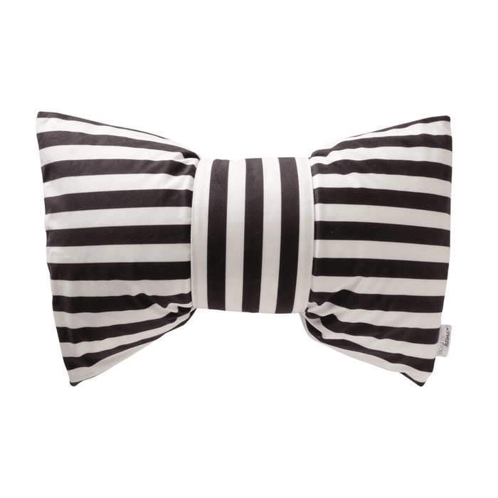 Mollie Monochrome Striped Bow Cushion