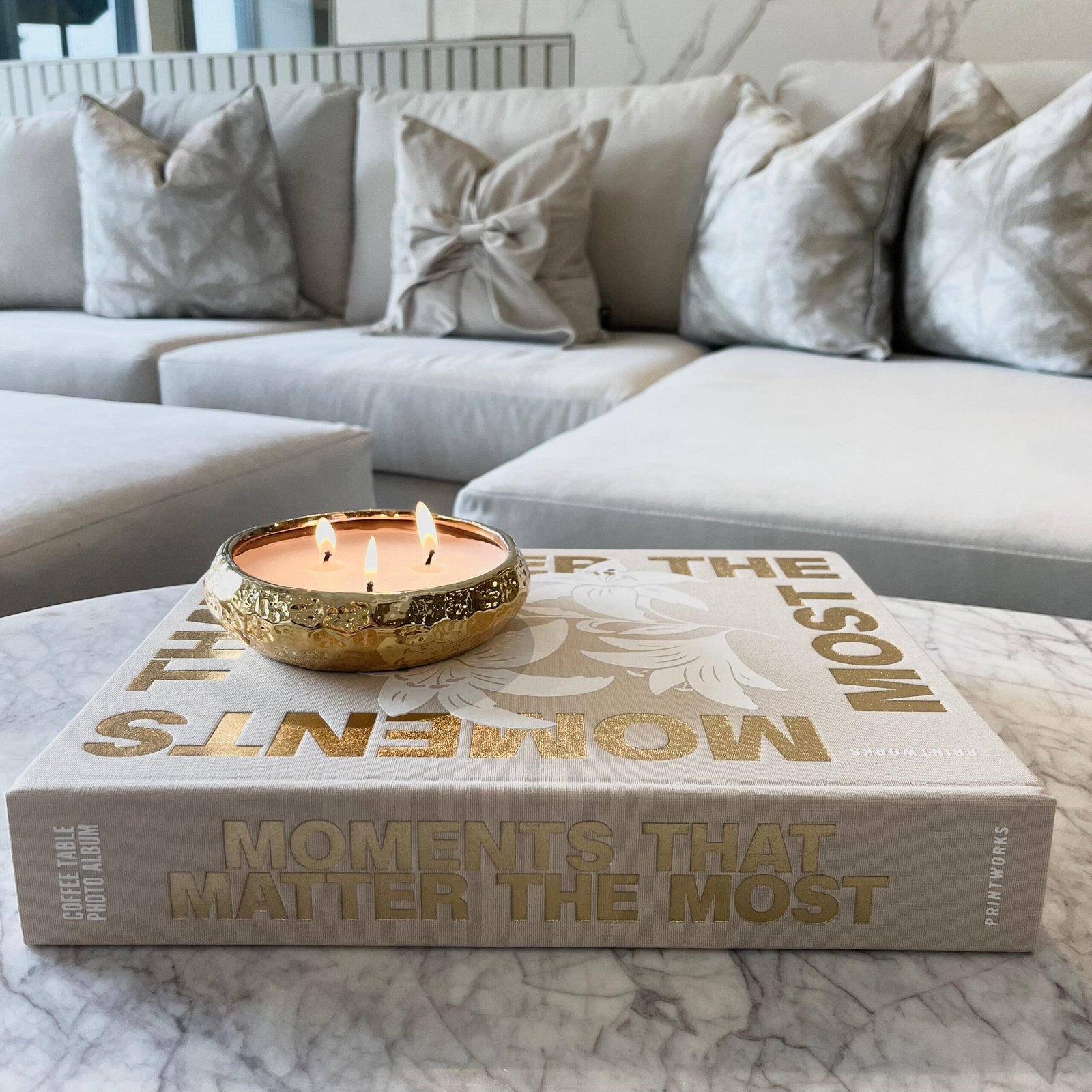 'Moments that Matter the Most' Beige & Gold Luxury Photo Album