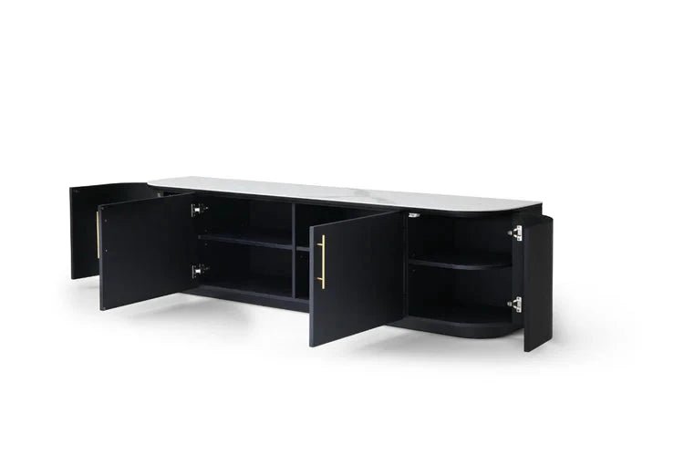 Monroe Black Media unit with Marble Top