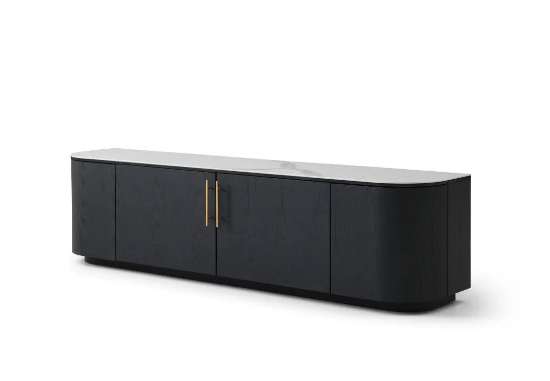 Monroe Black Media unit with Marble Top