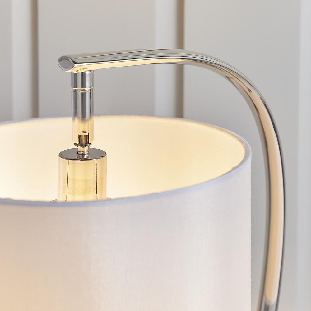 Moreto Silver Table Lamp with White Shade