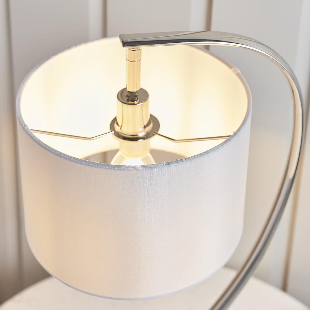 Moreto Silver Table Lamp with White Shade