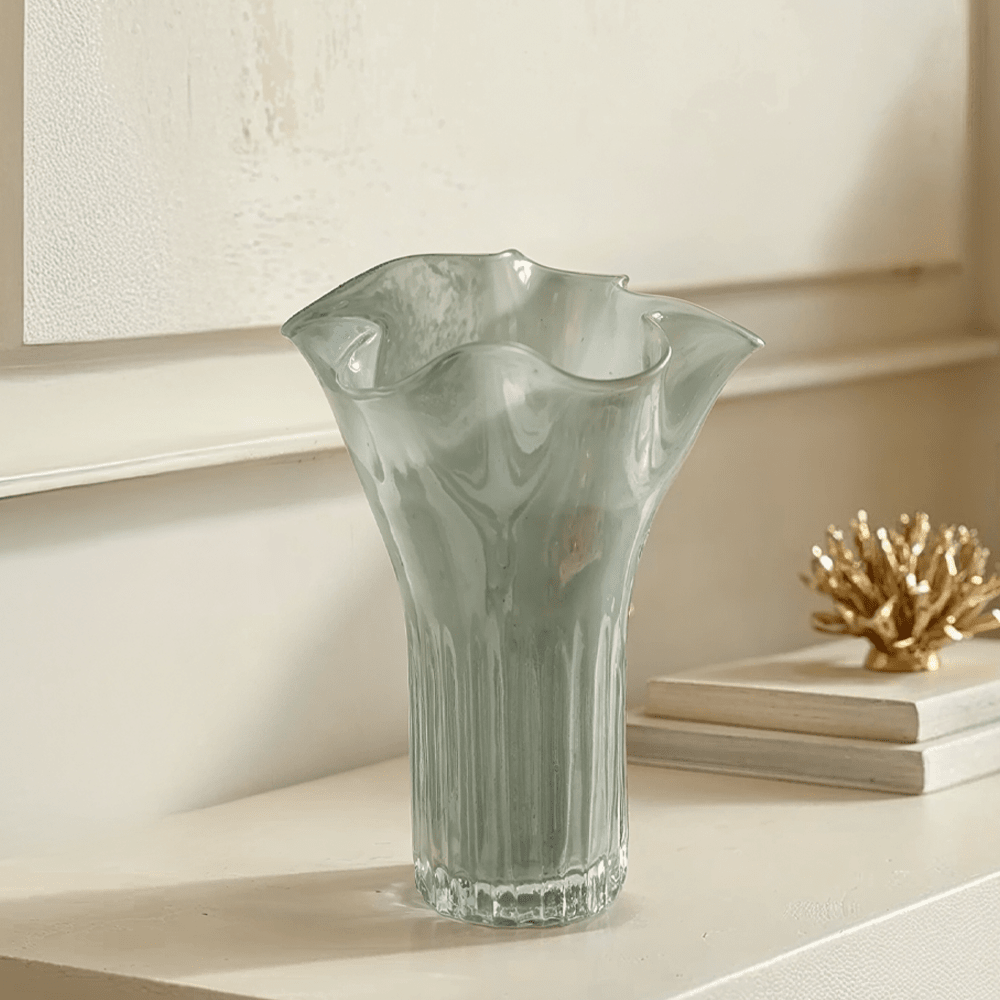 Moss Light Green Tall Glass Decorative Vase