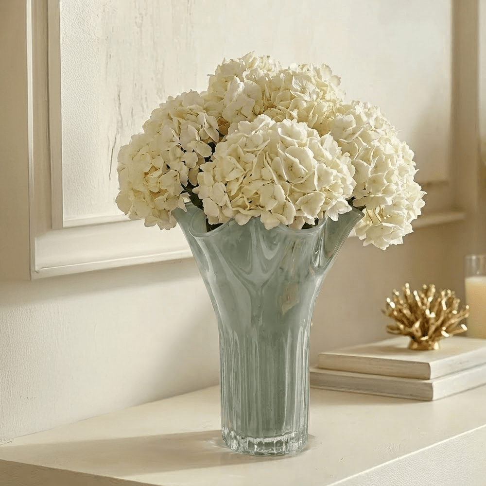 Moss Light Green Tall Glass Decorative Vase
