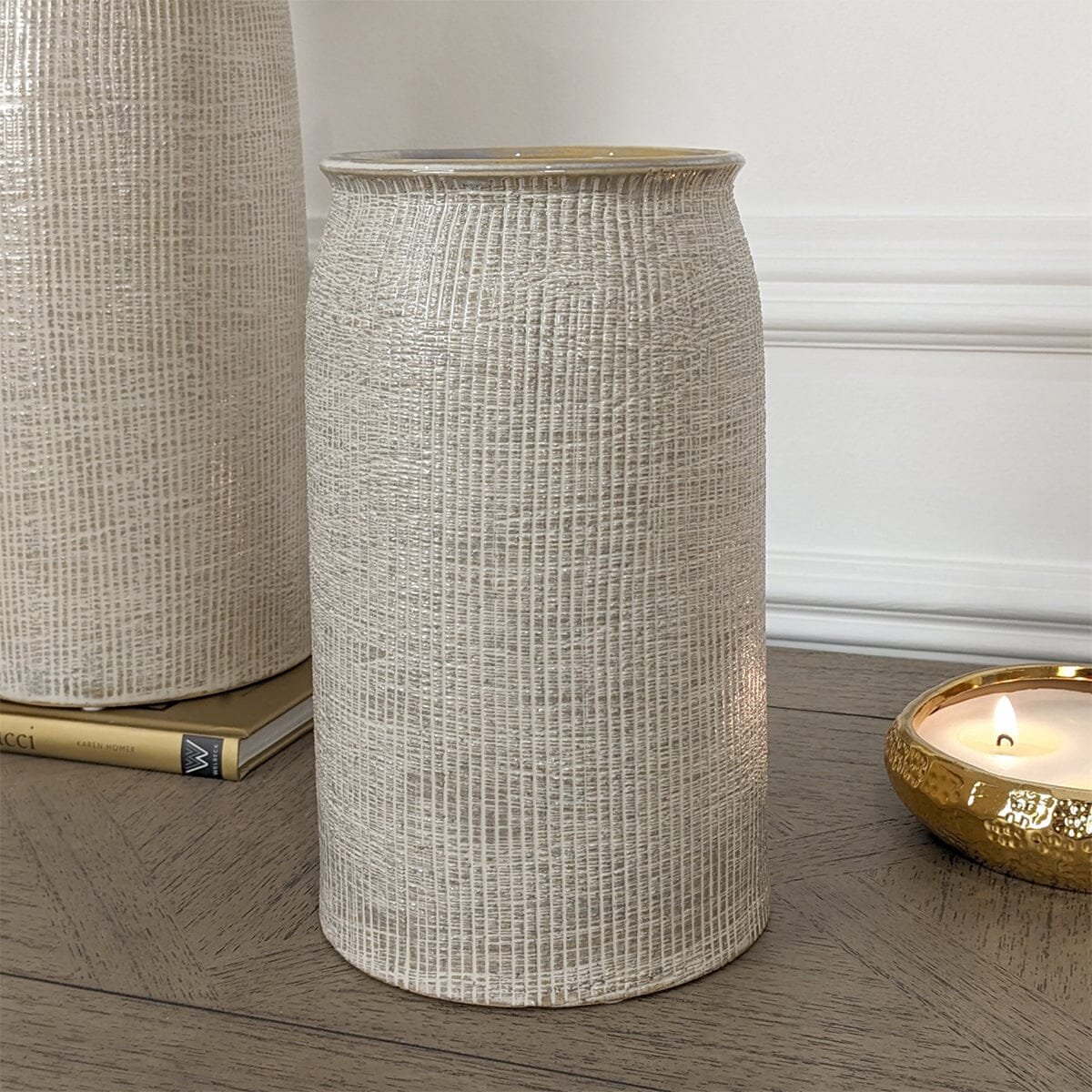 Mystic Medium Textured Neutral Vase