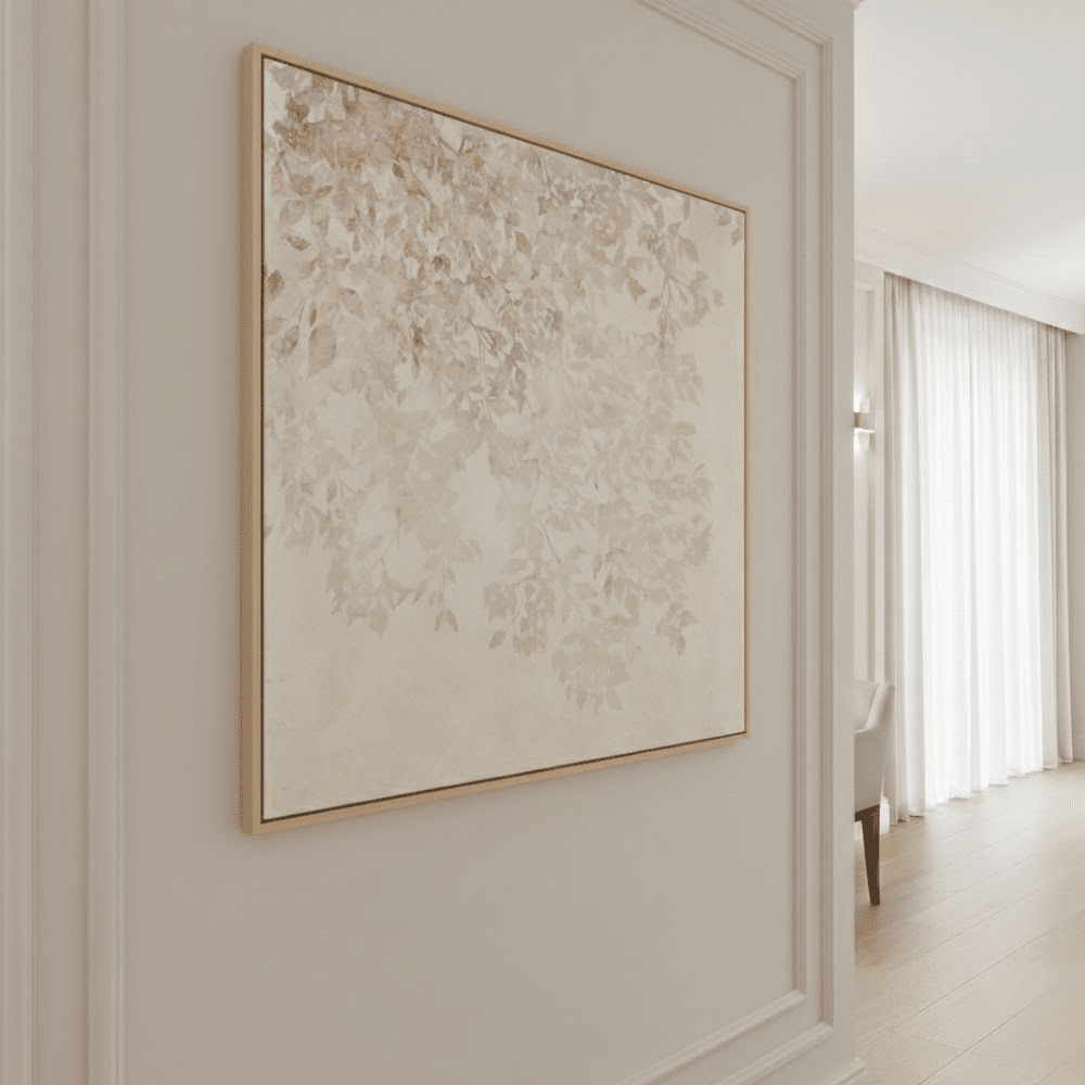Nadine White & Natural Floral Framed Canvas Wall Art