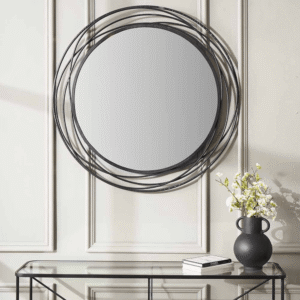Nantes Black Round Wall Mirror