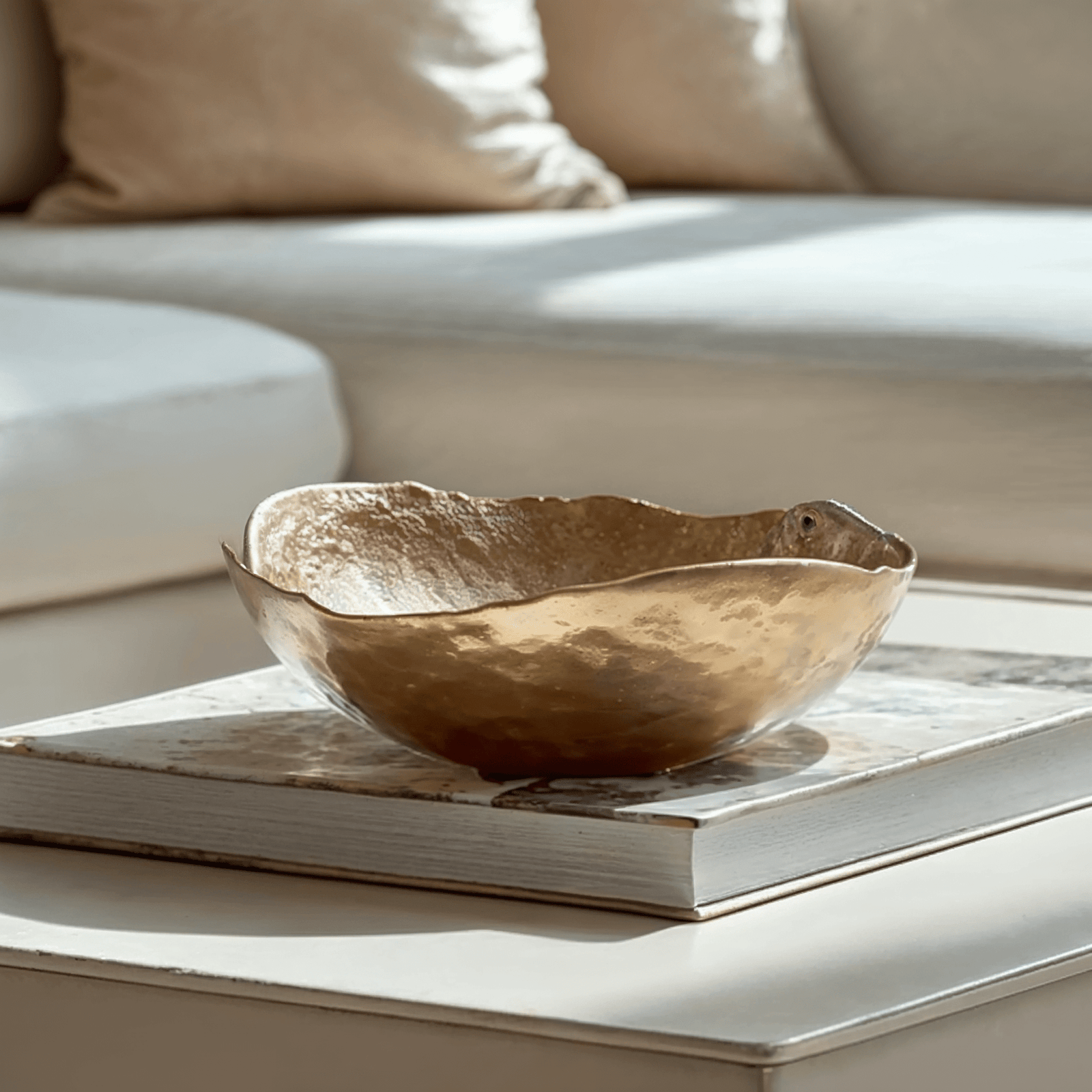 Natalia Light Gold Abstract Decorative Bowl