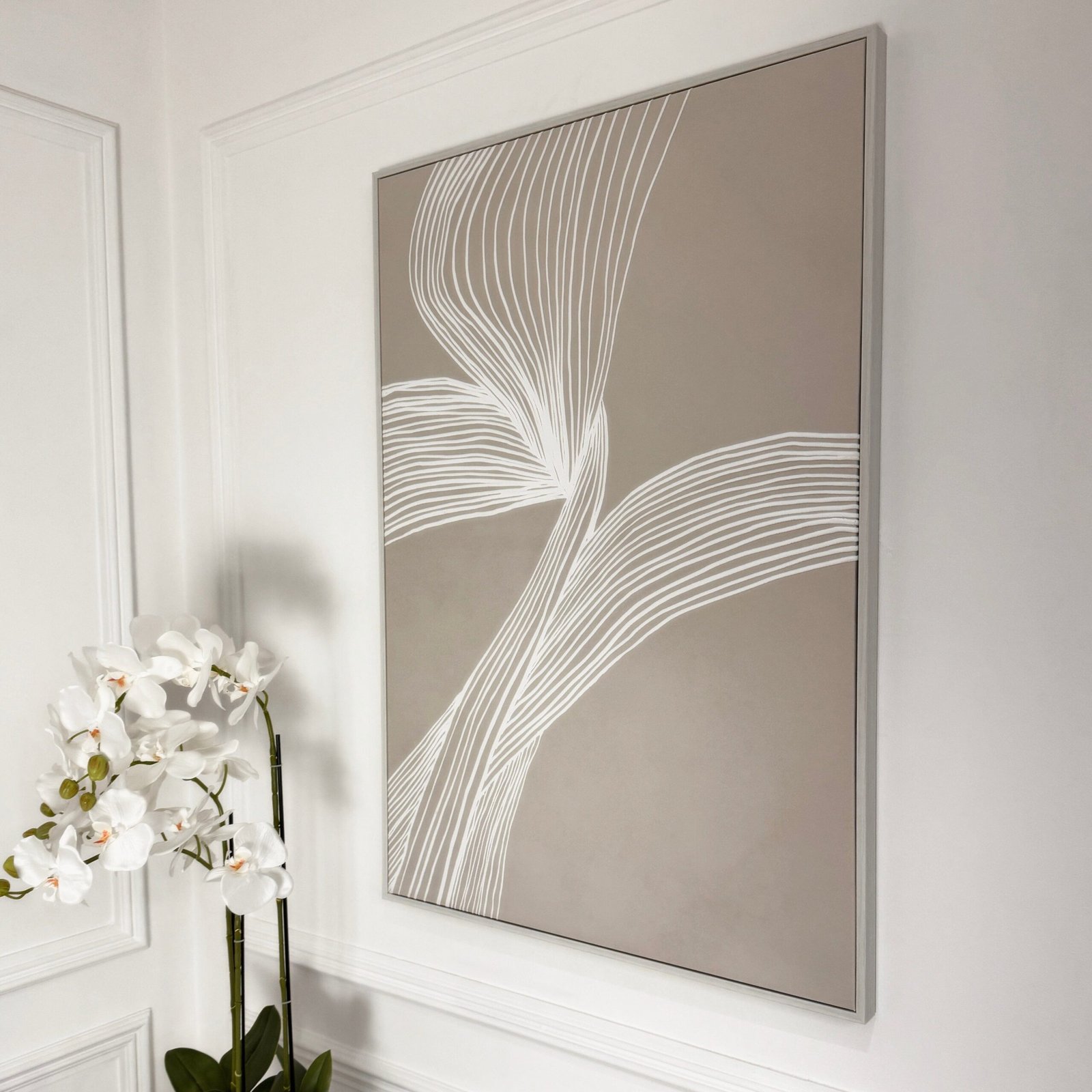Nelly Taupe Abstract Lines Framed Wall Art - I